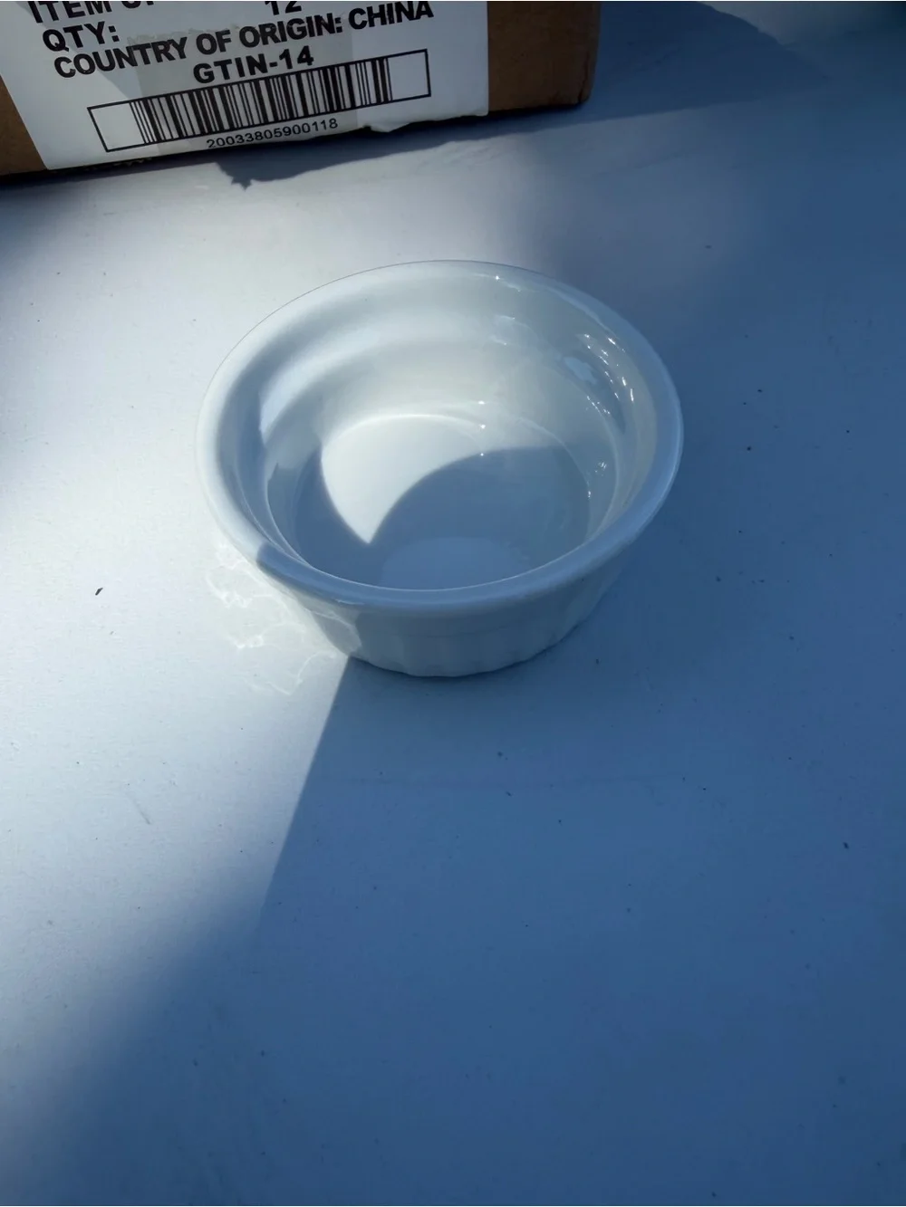 Crate & Barrel White Ceramic Ramekin Set - Classic Fluted Design